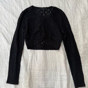 BCBGMaxAzria Black Lace Long Sleeve Blouse